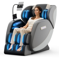 Massage Chair Full Body, Zero Gravity Massage Chair With Auto Modes, Airbag Massage, 6 Fix Point Rollers, Foot Massage, Heating, Touch Screen Controller, Gray Home Relaxation Recliner With Massage