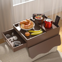 Couch Cup Holder Tray, 7-In-1 Couch Arm Tray, Sofa Clip-On Side Table With Push-Pull Drawer To Organize And Store Small Objects, 360Swivel Phone Holder, For Drinks, Cups, Snacks, Remote(Chestnut)