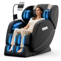 Massage Chair Full Body, Zero Gravity Massage Chair With Auto Modes, Airbag Massage, Foot Massage, 6 Fix Point Rollers, Heating, Touch Screen Controller, Black Home Relaxation Recliner With Massage