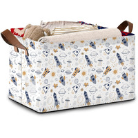 Cosmic Explorer Storage Basket Large 17X11.5X10.5 Inches-Collapsible Fabric Organizer Bin With Handles For Nursery, Playroom, Astronomy Fans-Decorative Hamper With Celestial Body Patterns-Single Pack