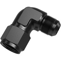 Truckmeter 90 Degree 8An Female To 8An Male Swivel Flare Union Fitting Adapter, Black Hard Aluminum Hex Anodized Connector, Automotive Accessories Suitable For Vehicle Fuel Oil Line Modification