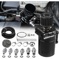 Zhsymx Universal 300Ml Aluminum Baffled Oil Separator Catch Can Kit With Installation Bracket And Thickening Tube Black