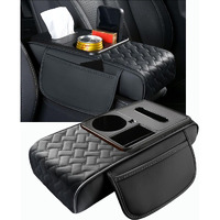 Arm Rest Cover For Car 6.3"" Narrow Style,6-In-1 Microfiber Leather Center Console Cover With 2 Storage Bags Cup Holder, Tissue Box Slot, Phone Slot,Universal Accessories Interior Organizers (Black)