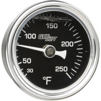 Glowshift Liquid Filled Mechanical 250 F Temperature Gauge - For Water Coolant Or Oil Temp - 3/8-18 Npt Threaded Sensor - Black Dial - Waterproof - 1-1/2"" (38Mm) Diameter