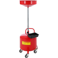 Garvee 8 Gallon Waste Oil Drain Tank, Portable Oil Drain Container, Air Operated Drainer, Fluid Fuel Transfer Drainage, Adjustable Funnel Height With Wheel &15'' Premium Bowl And A Toolbox, Red