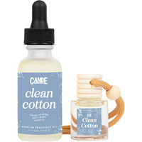 Car Air Freshener & Refill Bundle - Hanging Scent Diffuser For Car, Long-Lasting Essential Oil Car Fragrance, Reusable Glass Bottle + Refill, 2 Pack (Clean Cotton)