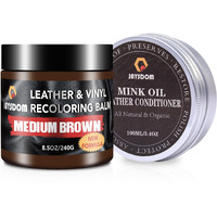 Leather Recoloring Balm, Leather Repair Kit, Leather Dye, Leather Color Restorer, Leather Scratch Remover, Leather Couch Paint, Repair, Leather Scratch Repair, Leather Restorer(Medium Brown With Oil)