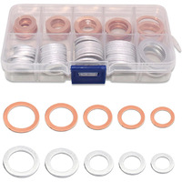 Dawfall 100 Pcs Oil Drain Plug Crush Washer, M10 M12 M14 M16 M18 2 Material Gasket Combination Set, High Temperature Resistant Leak-Proof Seals With Storage Case, For Most Cars (Silver & Gold)
