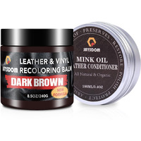 Leather Recoloring Balm, Leather Repair Kit, Leather Dye, Leather Color Restorer, Leather Scratch Remover, Leather Couch Paint, Repair, Leather Scratch Repair, Leather Restorer (Dark Brown With Oil)