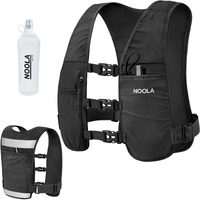 Noola Running Vest For Men Women, Adjustable Running Hydration Vest With 500Ml Soft Flask, Lightweight Water Backpack With Phone Holder For Hiking Cycling Marathon Trail Race, Black