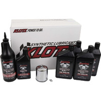 Klotz 20W/50 Synthetic Motor Oil Change Kit For Evolution Sportster 1986-2022, Primary Chain Case Lubricant, 1 Chrome Filter, 2 Cometic Drain Plug O-Rings - 4 Quart Premium Kit