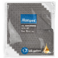 Aawipes Oil Absorbent Pads Mat Pre-Grade Universal Pads Absorbs All Liquids 3Mm Thicker More Absorption For Garage, Car, Truck, Motorcycle - Grey 6 Pack 15"" X 18"" Og1518-6S