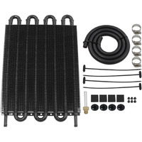 Universal Transmission Oil Cooler Kit,Aluminium Alloy Tube And Fin Oil Cooler Kit (Black, 8 Pass)