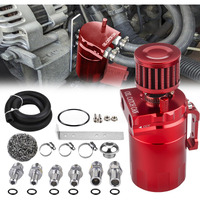 Zhsymx Universal 300Ml Aluminum Baffled Oil Separator Catch Can Kit With Installation Bracket And Thickening Tube Red