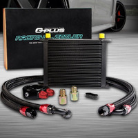 G-Plus Aluminum 30 Row An10-10An Universal Radiator Oil Cooler Condenser Oil Filter Adapter Kit & Oil Cooler Kit Black