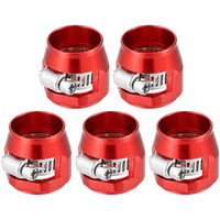 X Autohaux 5 Pcs An10 Hex Car Hose Finisher Flexible Rubber Pipe Clamp With Screw Band Adapter Fitting For Oil Fuel Water Tube Red