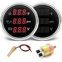 Maimeimi Triple Gauge Set 3 In 1 (Oil Pressure Psi + Watertemp F + Volt) 2-1/16"" 52Mm Car Meter Auto Gauge Set With Water Temp & Oil Pressure Sensor For Car Truck Boat Vehicle Marine