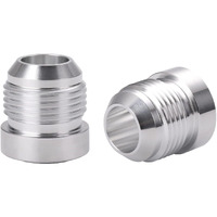 Podavelle 12An Male Flare Weld On Fitting Bung Adapter For Fuel Oil Hose Tank Aluminum, Pack Of 2