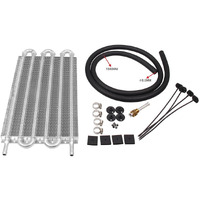 6 Row Aluminum Transmission Oil Cooler Universal 6 Pass Tube And Fin Transmission Cooler Kit