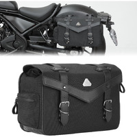 Kemimoto Motorcycle Side Bag Waterproof Oil Waxed Canvas Leather Universal Single Saddle Bag Compatible With Softail Dyna Sportster Cruiser (11L)
