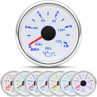 Artilaura Oil Pressure Gauge Electric 2-1/16"" 52Mm 0-150 Psi 0-10Bar Boat Meter 7 Color For Auto Car Truck Marine (White)
