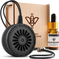 @Woodoo.Ukraine Wood Car Air Freshener - Handmade Air Freshener - Best Wheels Aromatherapy Fragrance Oil Diffuser In Wooden Gift Box - Ready To Gift Set With Mountain Rain Fragrance Oil - 10 Ml