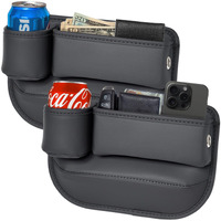 Aizvo 2-Pack Car Seat Gap Filler Organizer With Cup Holder - Premium Leather - Universal Fit - Keeps Cans/Phone/Keys/Wallets Organized(Black)