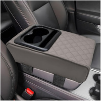 Suvnie Car Center Console Armrest Pillow, Memory Foam Auto Armrest Box Cover With Cup Holder & Phone Holder, Waterproof Leather Arm Rest Protector Cushion, Interior Car Accessories (Diamond, Gray)