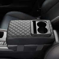 Car Center Console Armrest Pillow, Memory Foam Auto Armrest Box Cover With Cup Holder & Phone Holder, Waterproof Leather Arm Rest Protector Cushion, Car Accessories