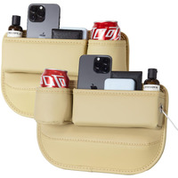 Aizvo 2-Pack Car Seat Gap Filler Organizer With Cup Holder - Premium Leather - Universal Fit - Keeps Cans/Phone/Keys/Wallets Organized(Beige)