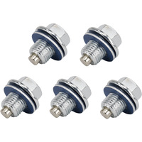 Dsnaduo 5 Pcs M12X1.25Mm Engine Magnetic Oil Drain Plug With 5 Pcs 90430-12031 Gaskets Replace 90341-12012 90341-12026 90080-43037 Fit For Toyota, Lexus, Chevrolet And Nissan