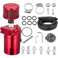 Bdfhyk Oil Catch Can Kit, 300Ml Baffled Oil Can With Breather Filter, Universal Catch Can Kit With 5Ft 3/8"" Id Nbr Fuel Line Hose For Pcv System Red