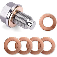 Mly 1 Pc Oil Drain Plug M14X1.5, Stainless Steel Oil Drain Plug With 5 Pcs Copper Crush Washer, Heavy Duty Oil Plug Anti Leakage Replacement, Compatible With Kia Ford Gm Hyundai (Silver #M14X1.5)