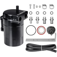Vehimata Oil Catch Can Kit, 300Ml Universal Baffled Catch Can Air Oil Separator Tank With 2.6Ft Nbr Fuel Hose For Pcv System Aluminum Black