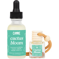 Car Air Freshener & Refill Bundle - Hanging Scent Diffuser For Car, Long-Lasting Essential Oil Car Fragrance, Reusable Glass Bottle + Refill, 2 Pack (Cactus Bloom)