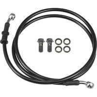 Motoforti Universal Brake Hose Motorcycle Atv Dirt Bike Motocross Braided Hydraulic Brake Line Oil Hose Pipeline, 130Cm, Metal, Black Silver Tone, 1 Set