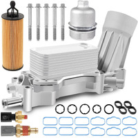 926-959 Upgraded Aluminum Engine Oil Cooler Filter Housing With Sensors And Gaskets Fit For 2011-2016 Chrysler 200 300 Dodge Ram Avenger Challenger Jeep Wrangler 3.6L V6 (68105583Af W/Aluminum Cap)