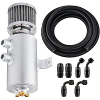 Evil Energy 10An Oil Catch Can, 750Ml Breather Tank With An10 Fuel Line Kit Nylon Braided Cpe 10Ft, 2 Port Oil Separator Catch Can Universal