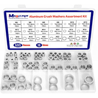 600 Pcs Aluminum Crush Washer Assortment Kit - 18 Sizes Oil Drain Plug Gasket Assortment, Drain Plug Washer Kit For Automotive Oil Pan Repair (M6 To M24)