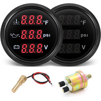 Maimeimi Triple Gauge Set 3 In 1 (Oil Pressure Psi + Watertemp F + Volt) 2-1/16"" 52Mm Car Meter Auto Gauge Set With Water Temp & Oil Pressure Sensor For Car Truck Boat Vehicle Marine