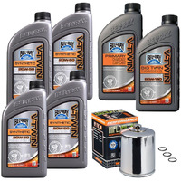 Bel-Ray Synthetic Engine/Transmission/Primary Oil Change For Harley Davidson Motorcycles, 1999-2017 Harley Twin Cam, Chrome Oil Filter