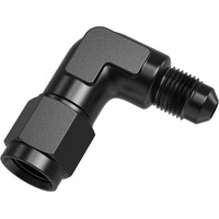Truckmeter 90 Degree 3An Female To 3An Male Swivel Flare Union Fitting Adapter, Black Hard Aluminum Hex Anodized Connector, Automotive Accessories Suitable For Vehicle Fuel Oil Line Modification