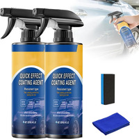 Car Coating Spray,Quick Effect Coating Agent,Car Scratch Wax Polish Spray Waterless Wash,Easy To Use,Multi-Purpose Oil Film Emulsion Glass Cleaner(2Pcs+Sponge+Cloth)