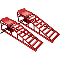 Hydraulic Car Ramps Heavy Duty Auto Car Truck Service Ramps Hydraulic Lift 2 Pcs 11000 Pound 5-Ton For Maintenance Or Oil Change (Red, 45.3"" L X 10.2"" W X 15"" H)