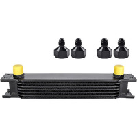 Evil Energy 7 Row Oil Cooler, 10An Stacked Plate Transmission Engine Cooler Universal British Radiator Aluminium Black