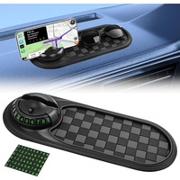 Multifunction Car Anti-Slip Mat Auto Phone Holder, Car Anti Slip Mat Phone Holder, Rotatable Anti Skid Car Dashboard Pad With Temporary Parking Number,Large Pad For Sunglasses Keys(Gray-Black)
