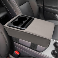Suvnie Car Center Console Armrest Pillow, Memory Foam Auto Armrest Box Cover With Cup Holder & Phone Holder, Waterproof Leather Arm Rest Protector Cushion, Interior Car Accessories (Gray)