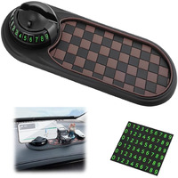 Multifunction Car Anti-Slip Mat, Car Dashboard Mobile Phone Holder, Rotating Anti Slip Mat Auto Phone Holder With Temporary Parking Number, Auto No Slip Pad For Phone, Sunglasses, Key (Brown+Black)