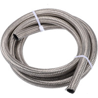 X Autohaux 5Ft 6An Fuel Hose An6 Universal Car Braided Stainless Steel Cpe Oil Fuel Gas Line Hose Silver Tone