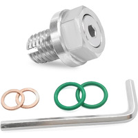 Fsturios M12.1-1.75 X 15Mm Oversize Piggyback Oil Drain Plug, Stainless Steel Self Tapping Drain Plug Replacement, Leak-Proof Oil Pan Thread Repair Kit With O-Ring Hexagonal Wrench